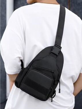 Men's Black Crossbody Sling Bag - Minimal Tactical Design